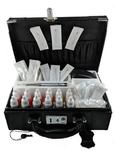 Complimentary Permanent Makeup training course with kit, device, pen, and tools.